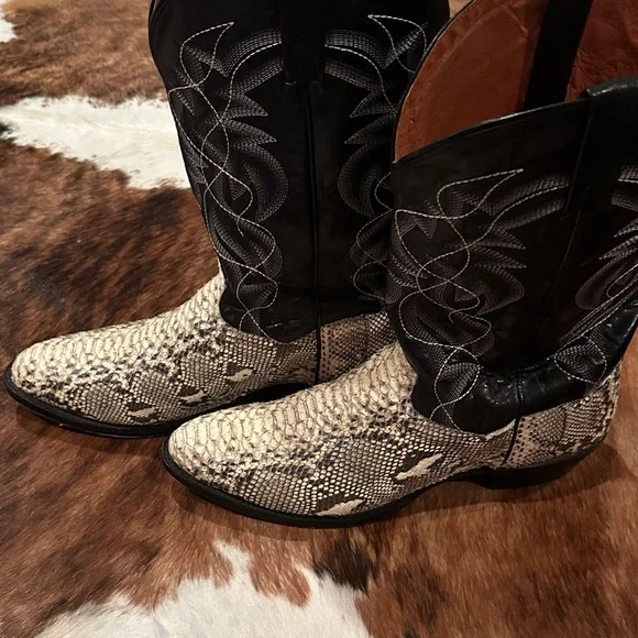Dan Post Black and Cream Snakeskin Boots - Picture 10 of 10